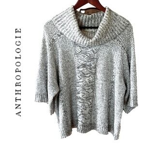 Flower Field Anthropologie Pullover Oversized Knit Sweater 1/2 Sleeves Sz Medium